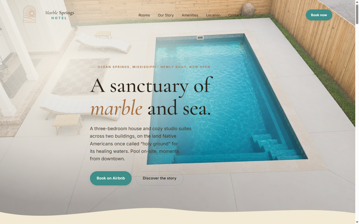 The Marble Springs Hotel — desktop design